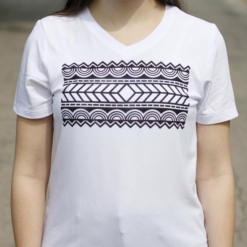 White Shirt with Black Design - women’s sizing